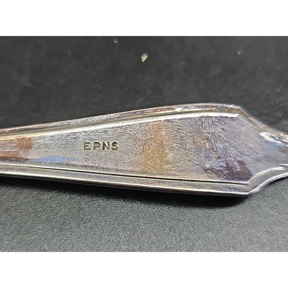 Vintage English Berry Dessert Spoon Set 7 Piece in Case EPNS Silver-Plate